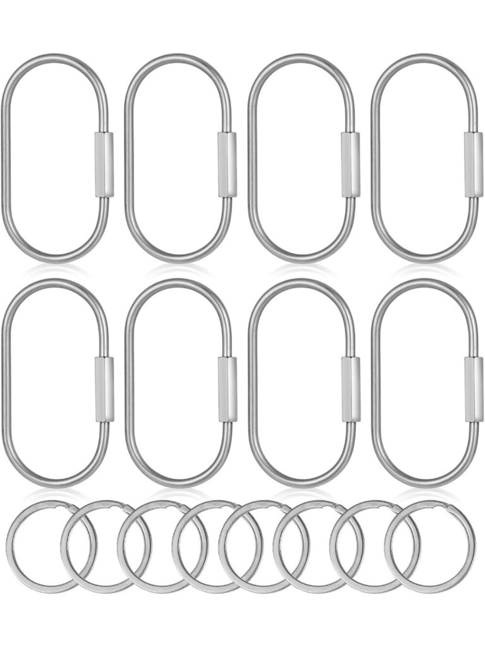 16 Pcs Locking Carabiners & Key Rings - Durable Screw Lock Keychain Set